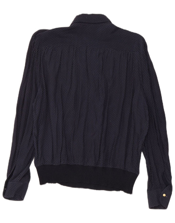 Bluzka damska VINTAGE UK 16 duża wiskoza w granatowe cętki