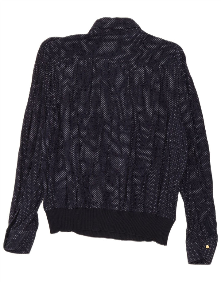 Bluzka damska VINTAGE UK 16 duża wiskoza w granatowe cętki