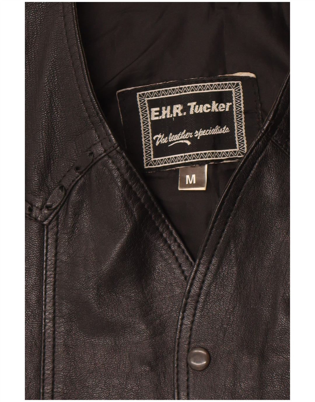 Vintage męska kamizelka skórzana, średnia czarna skóra