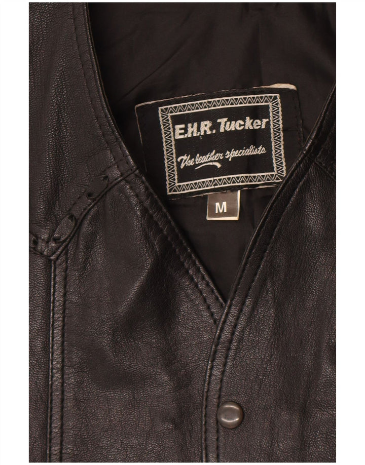 Vintage męska kamizelka skórzana, średnia czarna skóra