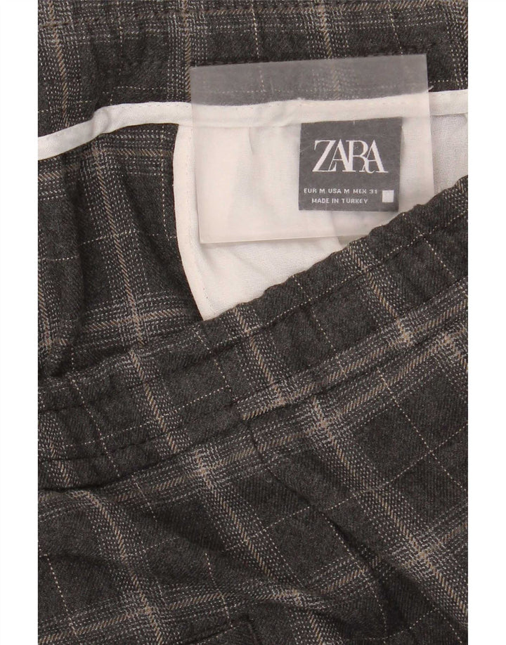 Męskie zwężane spodnie chino Zara, średnie W31 L30, szara krata