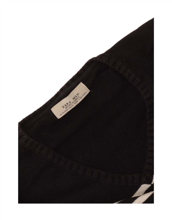 Męski sweter Zara z dekoltem w kształcie litery V, XL, w czarne paski