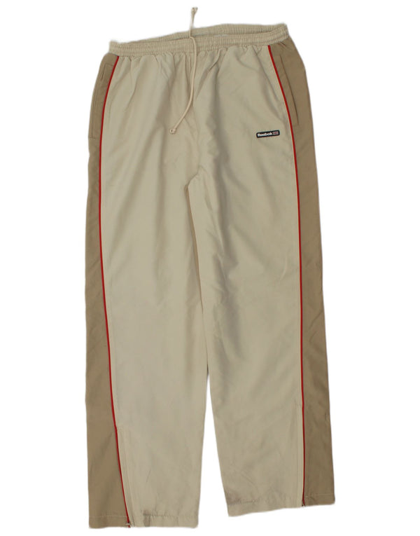 Damskie spodnie dresowe REEBOK UK 14, duży beżowy poliester z blokami kolorów