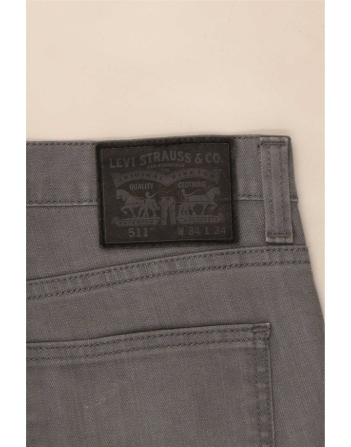 Męskie jeansy Levi's 511 Slim W34 L34 Szara bawełna