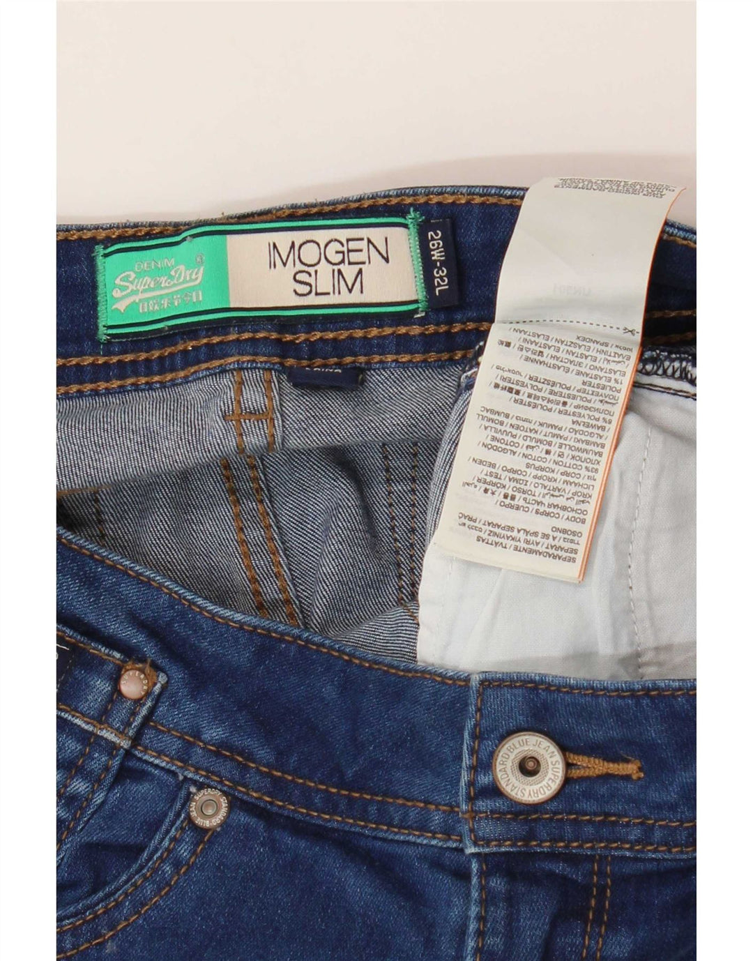Damskie jeansy Superdry Imogen Slim W26 L32 Niebieskie, bawełniane