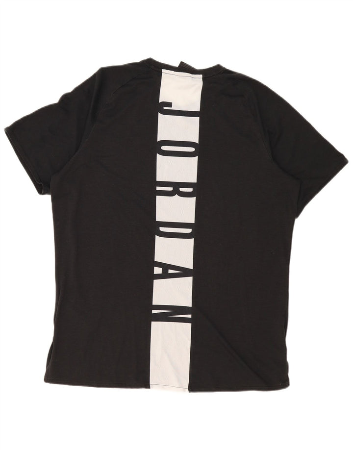 Męski T-shirt Jordan Dri Fit z grafiką, duży, czarny poliester z blokami kolorów