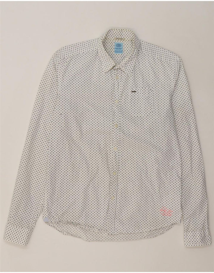 SCOTCH & SODA Mens Shirt Medium White Spotted Cotton Vintage Scotch & Soda and Second-Hand Scotch & Soda from Messina Hembry 