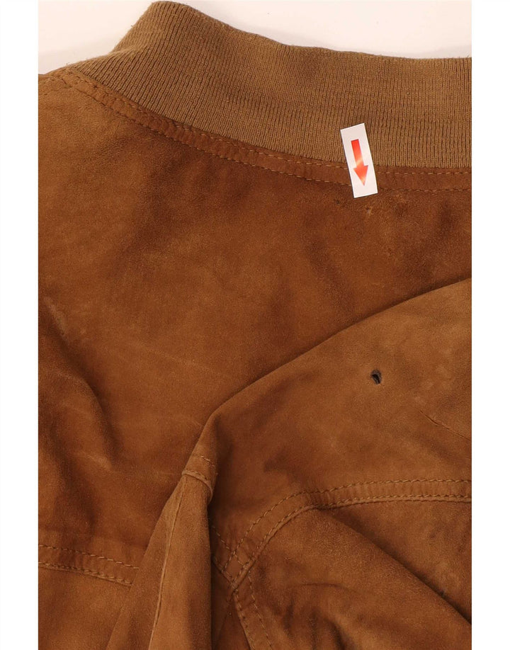 Vintage męska zamszowa kurtka bomber UK 42 XL brązowa skóra