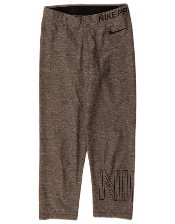 Damskie legginsy Nike Dri Fit Graphic Capri UK 10, małe, szare nakrapiane