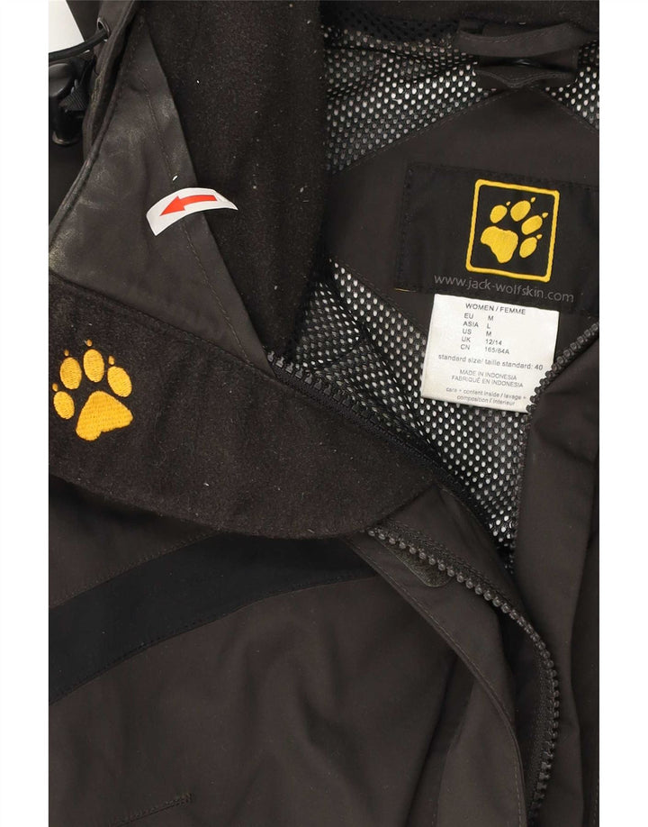 Damska kurtka przeciwdeszczowa z kapturem Jack Wolfskin UK 12/14 w kolorze średniego brązu