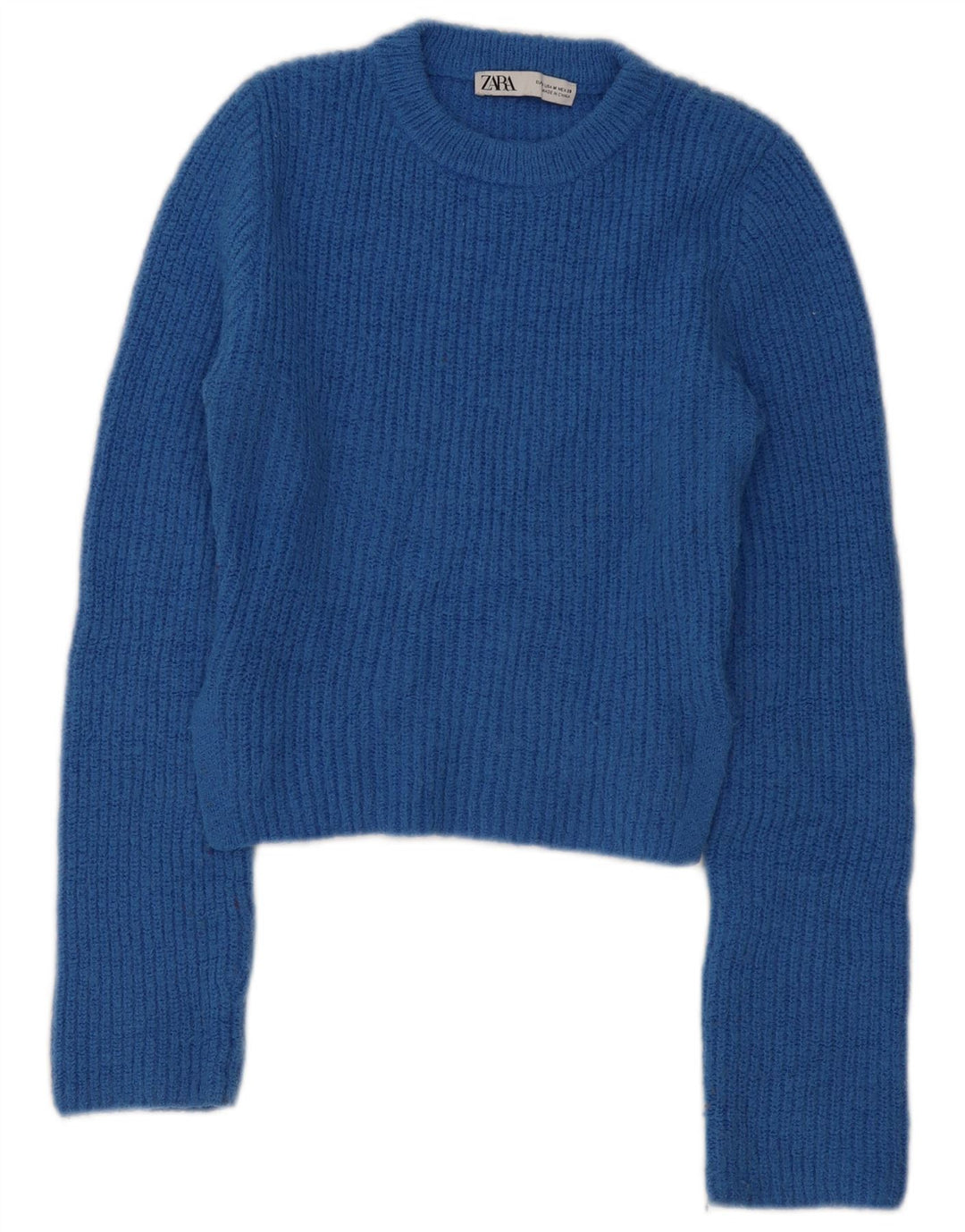Damski sweter Zara z okrągłym dekoltem, UK 12, średni niebieski poliester