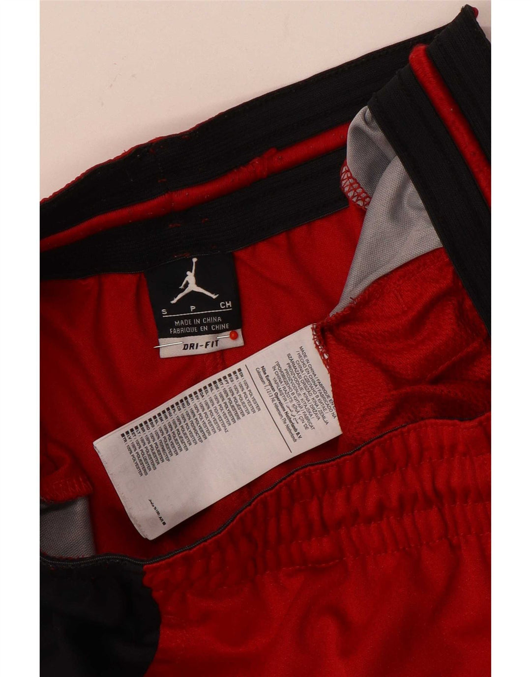 Męskie spodenki sportowe Jordan Dri Fit Graphic, małe, czerwone, z poliestru w blokach kolorów
