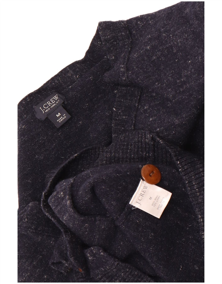 J. Crew Męski sweter rozpinany o dopasowanym kroju, średni granatowy, wełniany nakrapiany