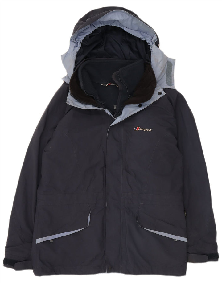 Damska kurtka wiatrówka BERGHAUS oversize z kapturem UK 12, średni granat