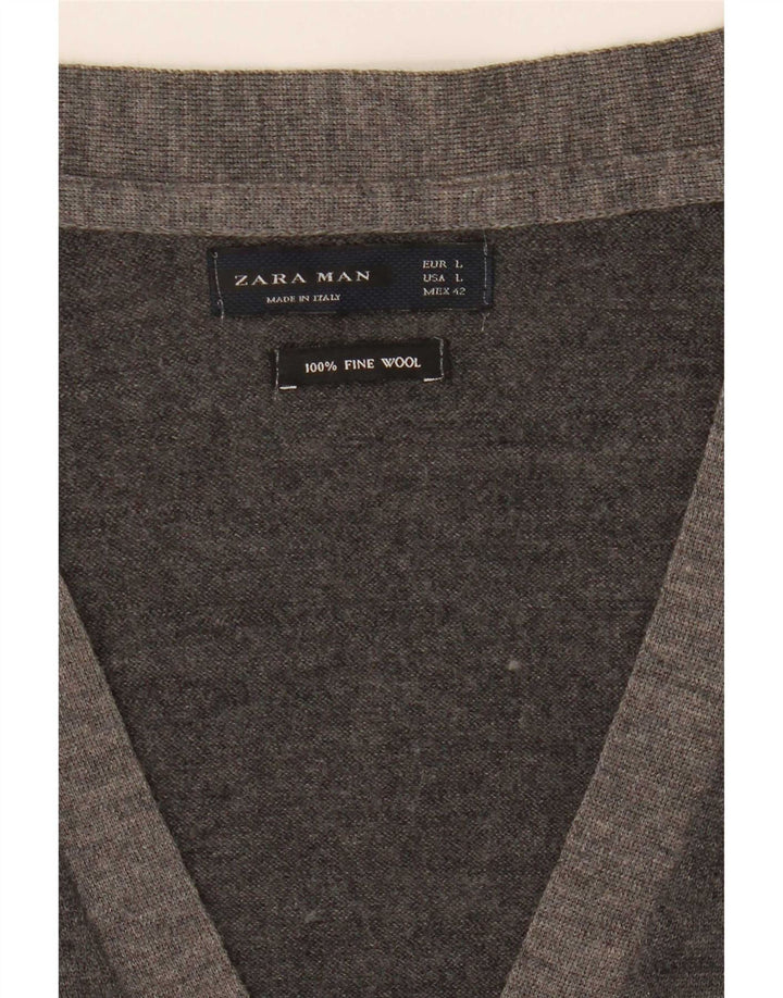 Męski sweter Zara, duży, szary, wełniany
