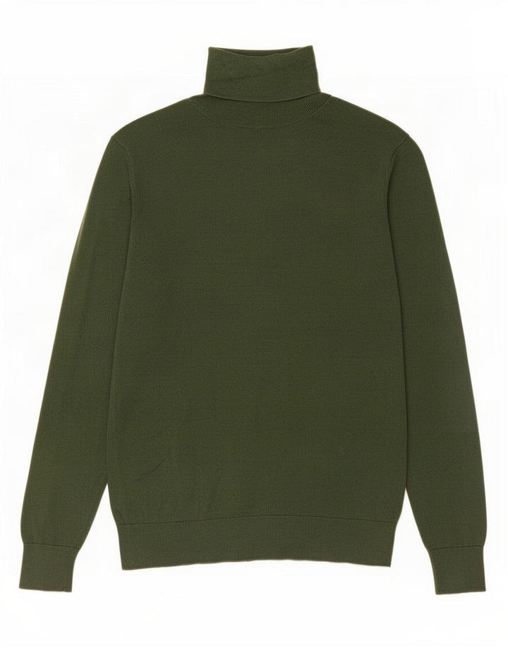 Sweter damski Massimo Dutti z wywijanym dekoltem UK 12, średni zielony jedwab