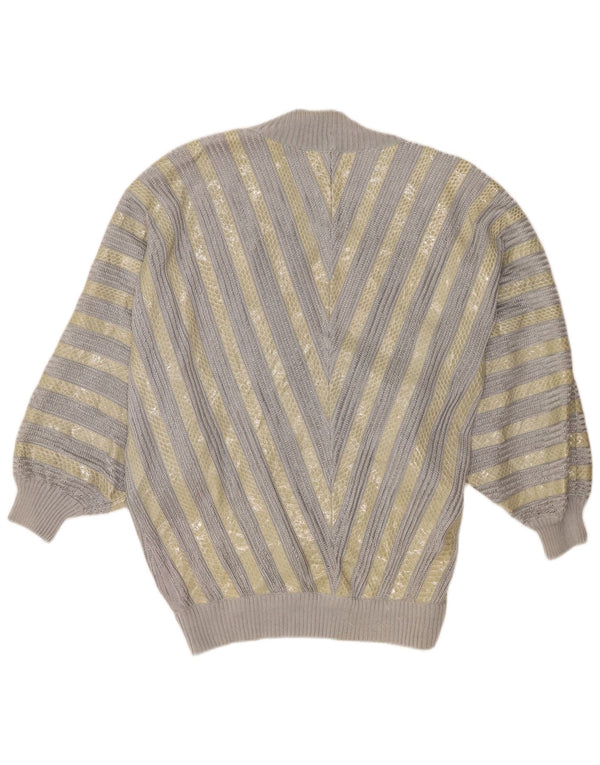 Sweter damski Hettabretz Batwing Cardigan UK 18 XL Szary, jedwabny nadruk zwierzęcy