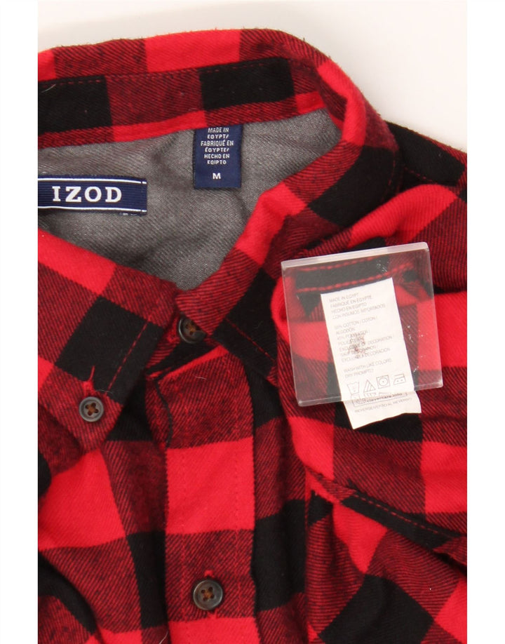 Izod Męska koszula flanelowa, bawełniana w czerwoną kratę