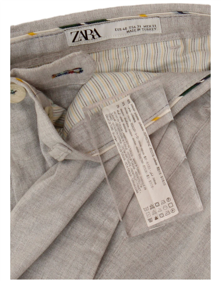 Męskie spodnie chino o dopasowanym kroju Zara EU 40 Medium W31 L29 Szary poliester