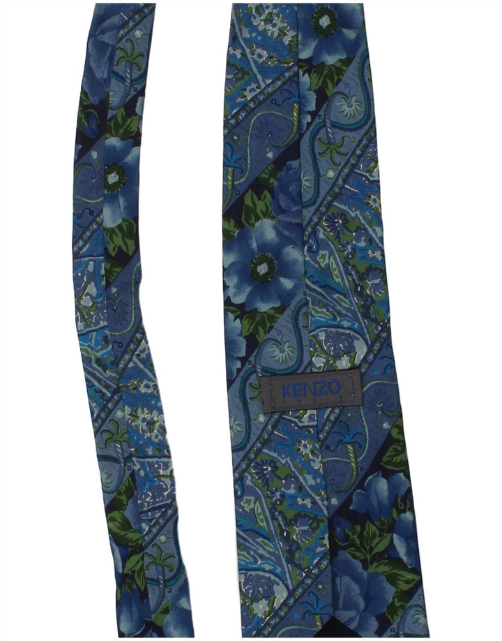 Krawat męski Kenzo w jednym rozmiarze, niebieski, kwiatowy, jedwabny, designerski
