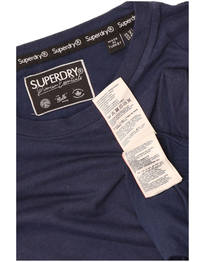 T-shirt damski Superdry Top UK 12, średni granatowy, bawełniany
