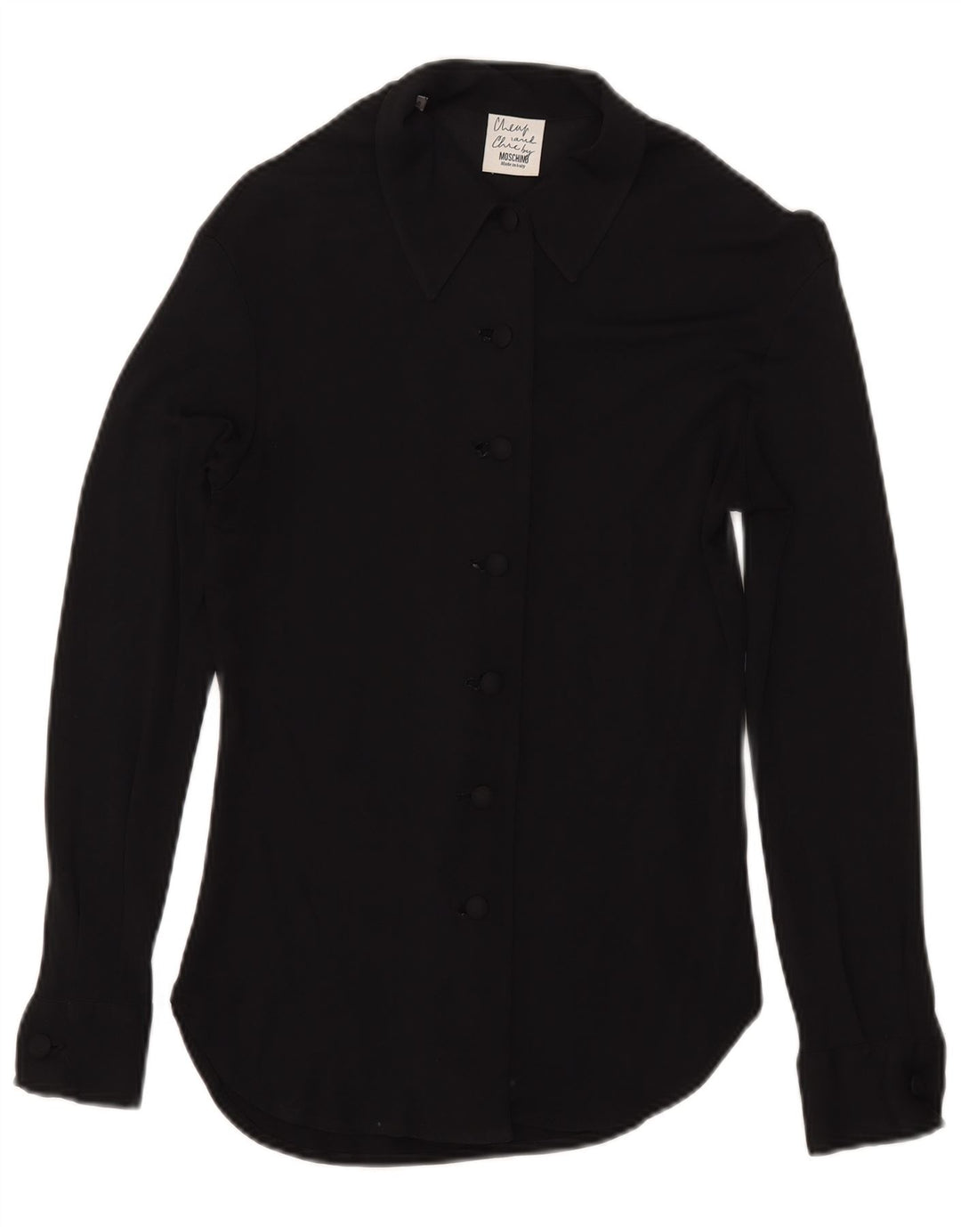 Damska prześwitująca bluzka koszulowa Moschino UK 8 Small Black Rayon