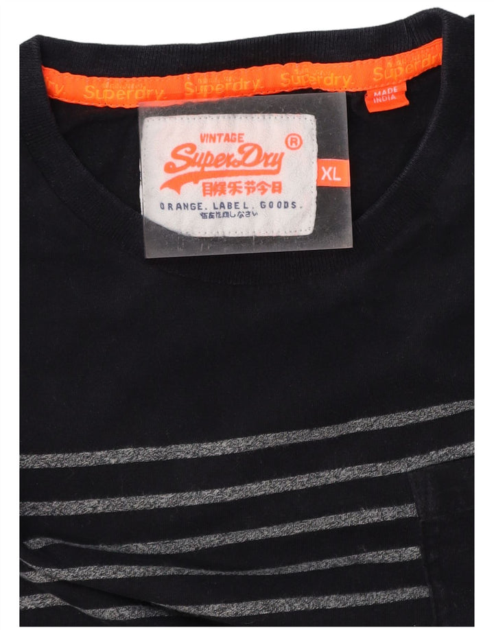 SUPERDRY Męski T-shirt Top XL w granatowe paski