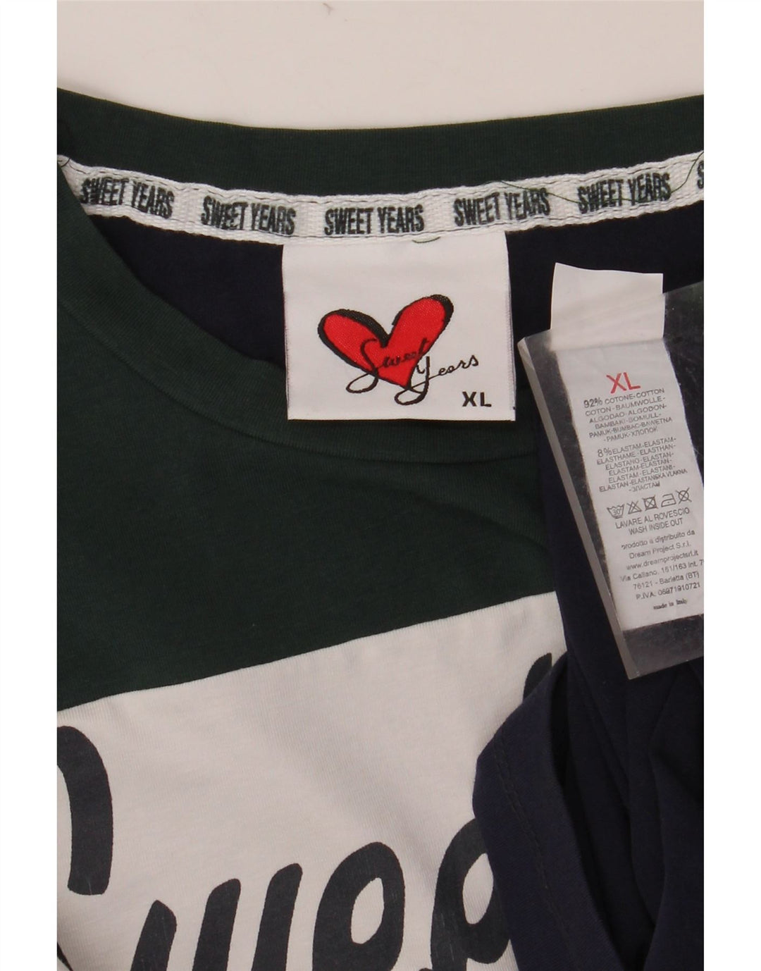 Damski top graficzny SWEET YEARS z długim rękawem, UK 18 XL, granatowy, blok kolorów