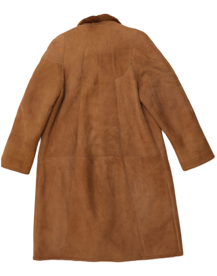 Damski płaszcz z owczej skóry VINTAGE IT 52 2XL Brązowy płaszcz z owczej skóry