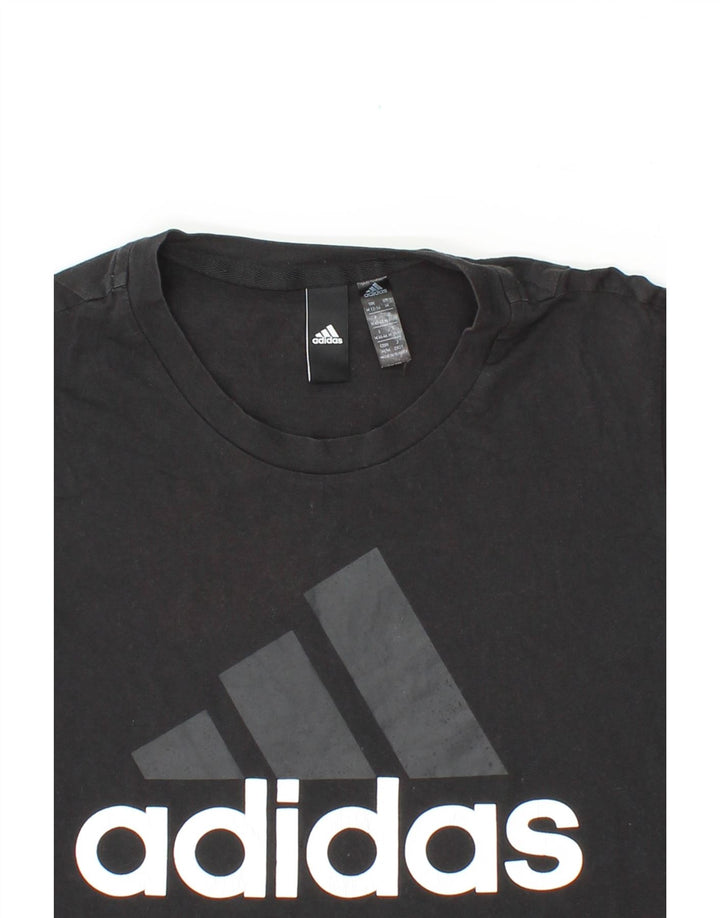 ADIDAS Womens Graphic T-Shirt Top UK 12/14 Medium Black Vintage Adidas and Second-Hand Adidas from Messina Hembry 