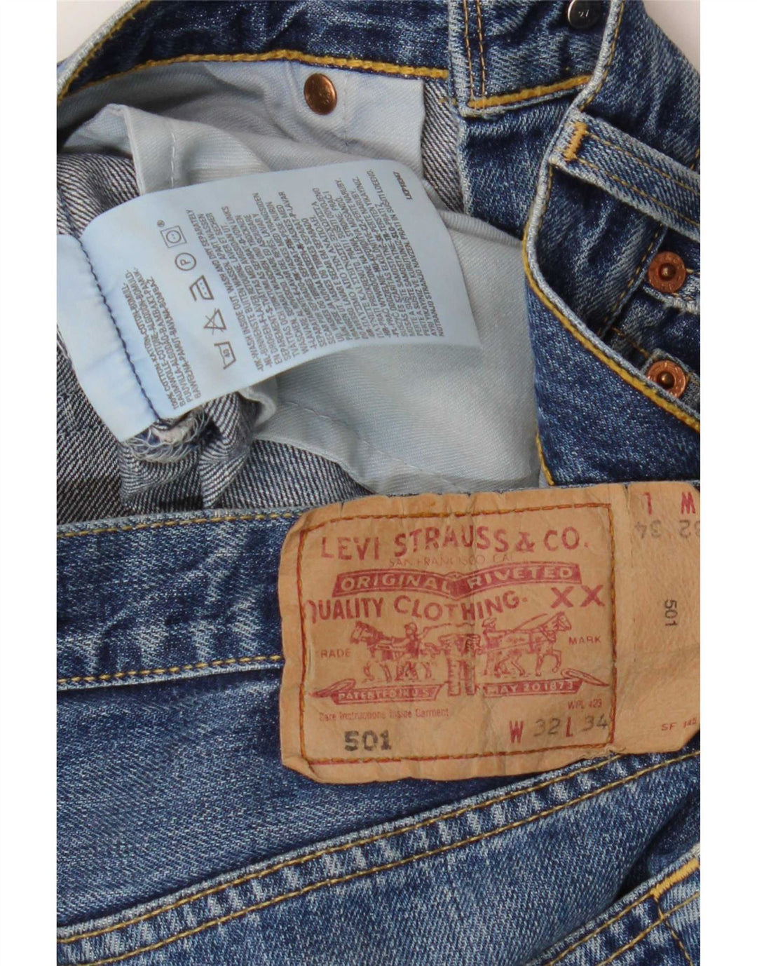 Męskie jeansy Levi's 501 Straight W32 L34 Niebieskie bawełniane