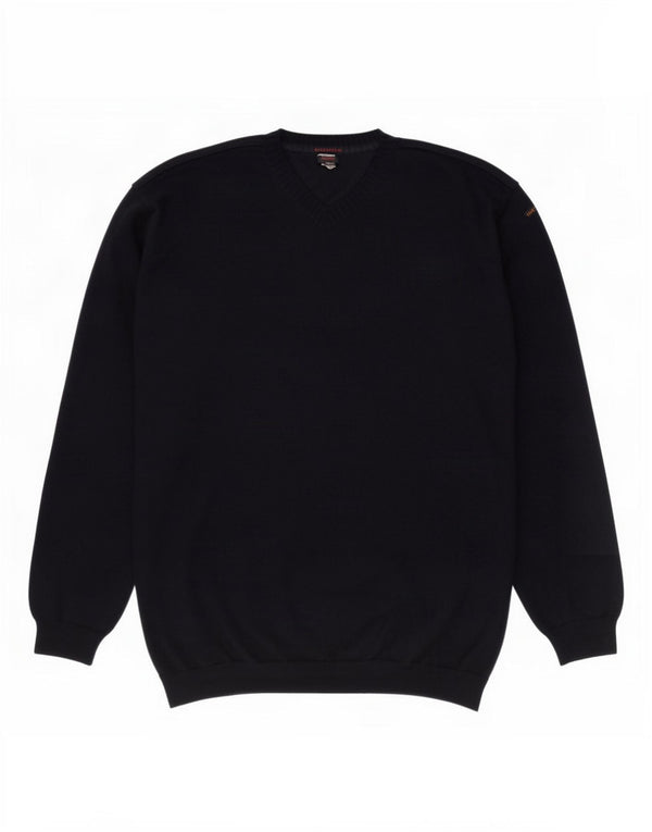 Sweter męski Paul & Shark BRETAGNE z dekoltem w kształcie litery V, 4XL, granatowy, nowy wełniany