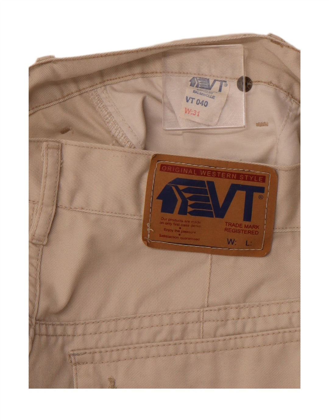 Męskie spodenki cargo z wysokim stanem VINTAGE W31, średnio beżowe, bawełniane