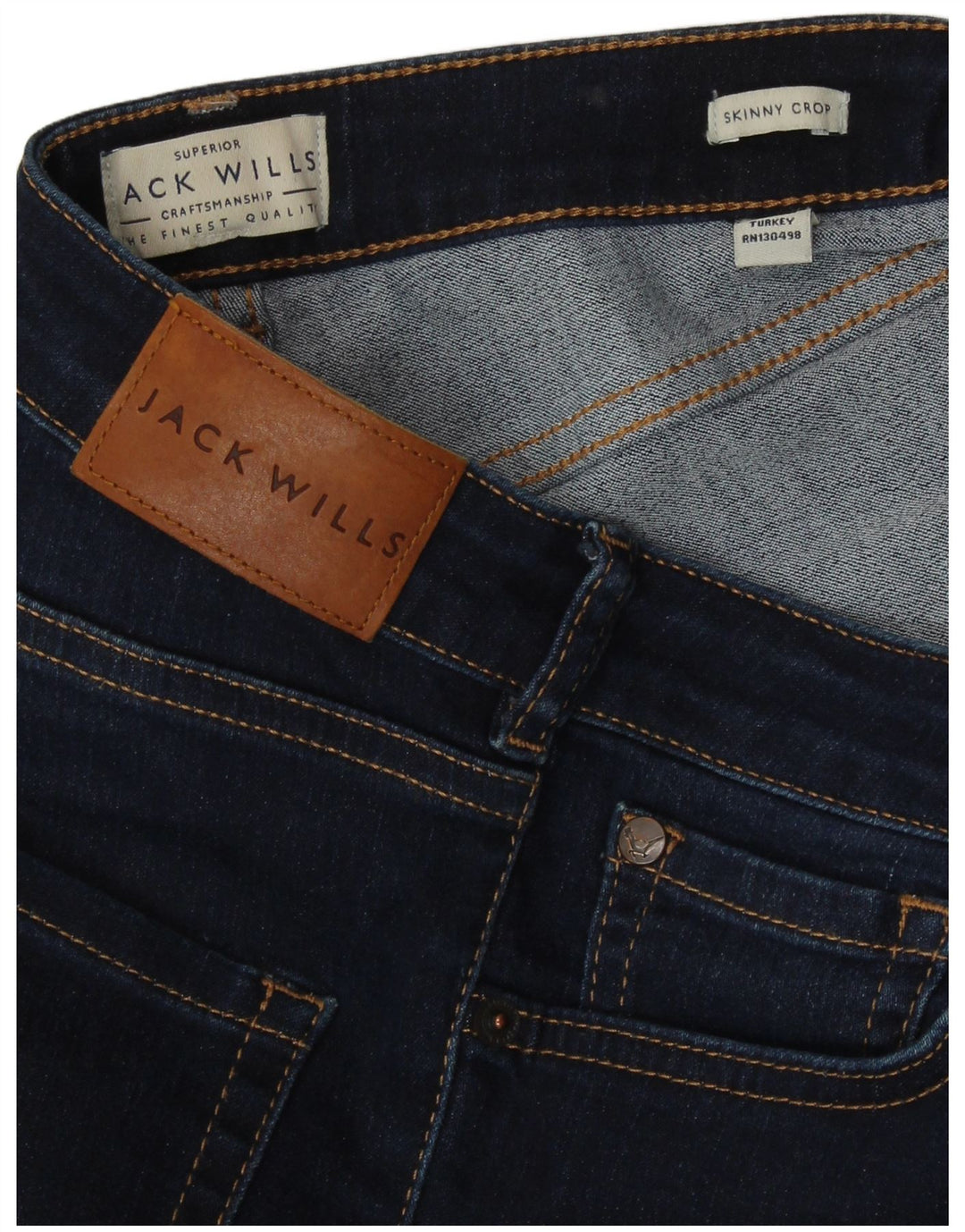 Damskie jeansy JACK WILLS Crop Skinny W27 L25 Granatowe