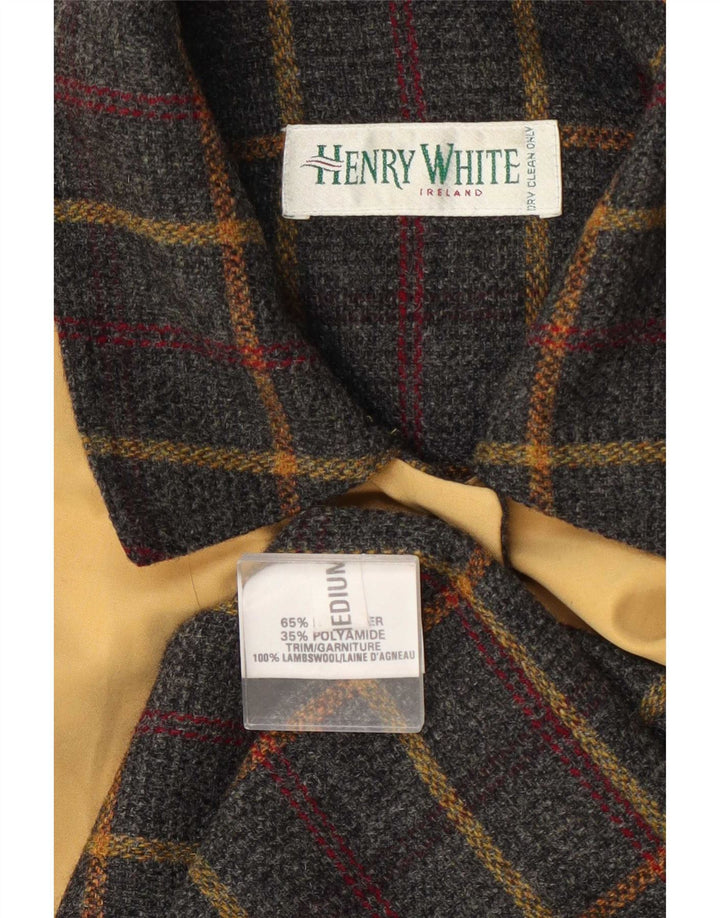 Biały płaszcz damski Henry White UK 14, poliester w kratkę, średni żółty
