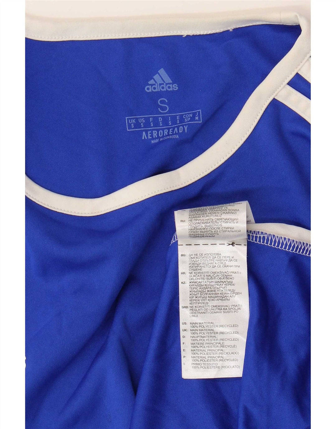 Adidas Męski T-shirt Aeroready Top Mały Niebieski Poliester z blokami kolorów