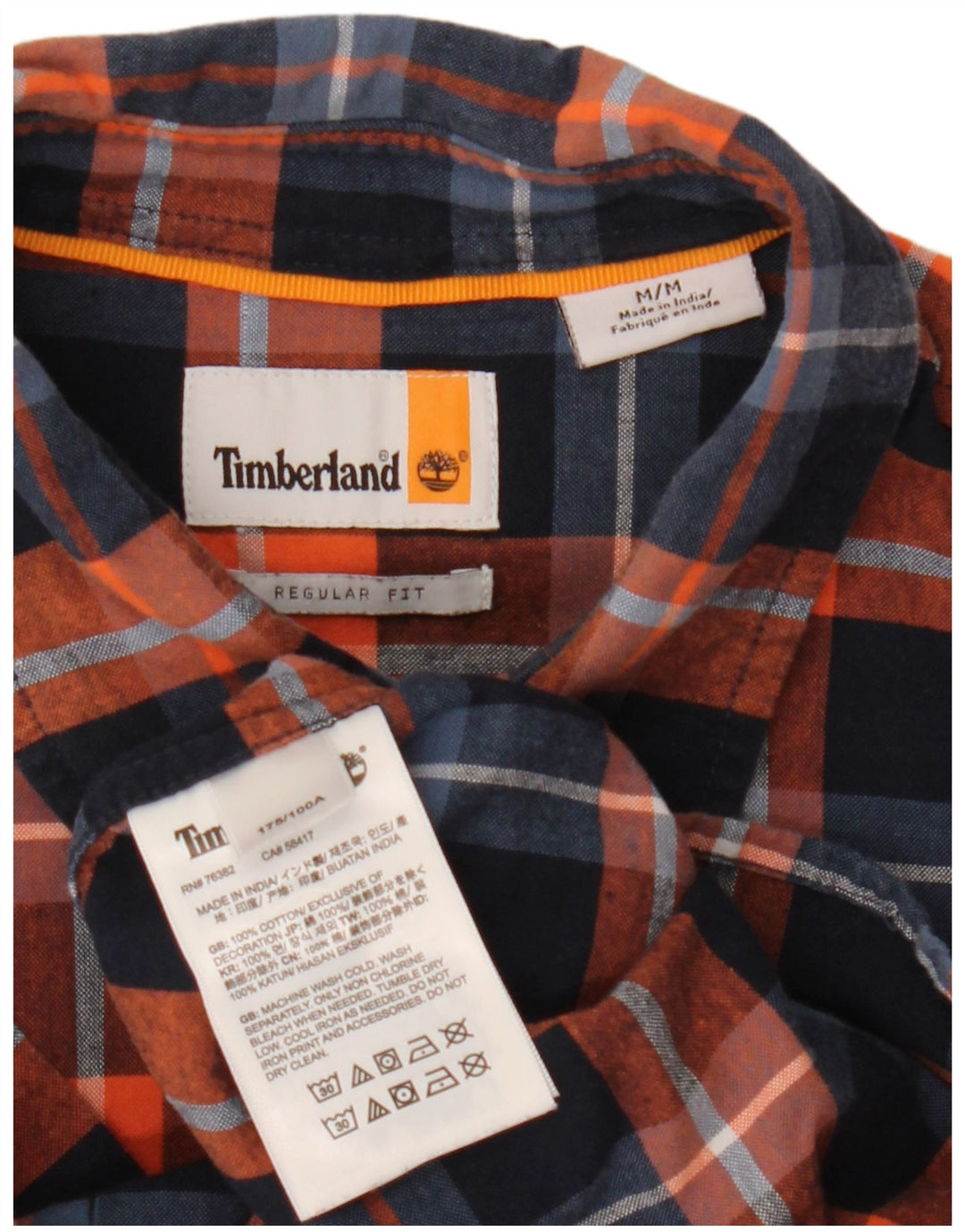 Męska koszula Timberland z krótkim rękawem i regularnym krojem, w średnią granatową kratkę