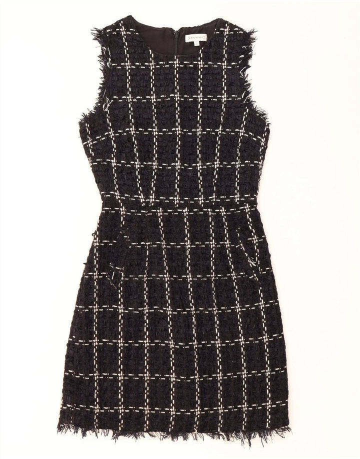 WAREHOUSE Damska sukienka płaszczowa bez rękawów UK 8 w małą granatową kratkę