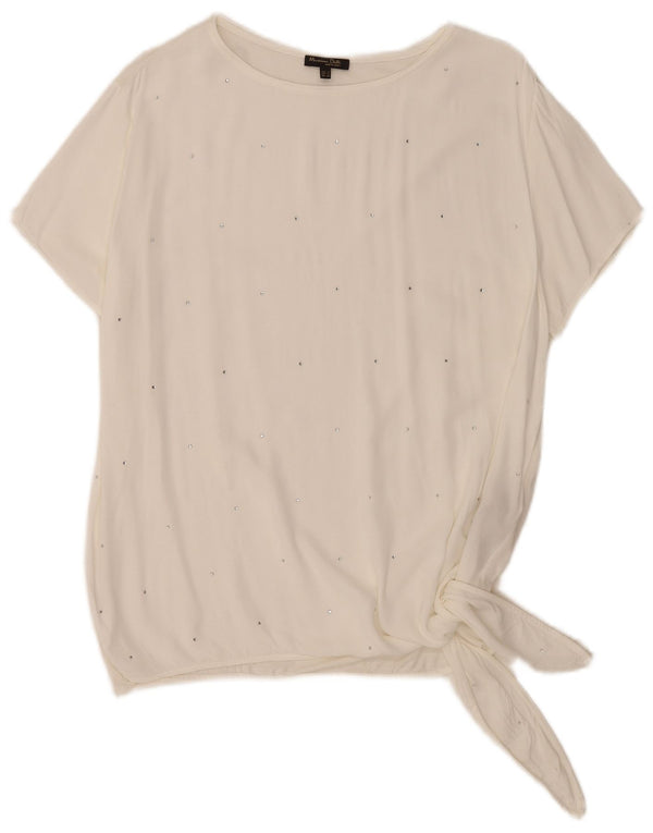 Bluzka damska Massimo Dutti Top UK 18 XL Biała wiskoza