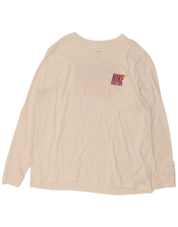 Męska koszulka Nike Dri Fit z grafiką, długim rękawem, 2XL, biała bawełna