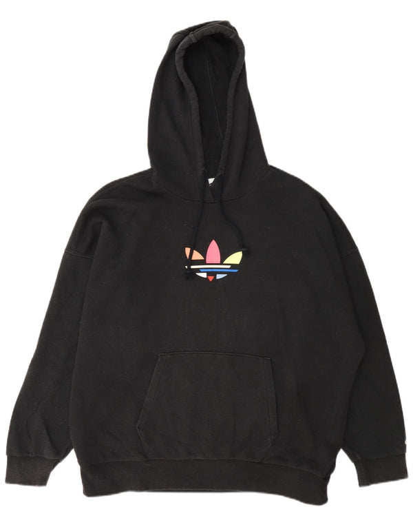 Damska bluza z kapturem Adidas Graphic Oversized UK 4 XS Czarna bawełna