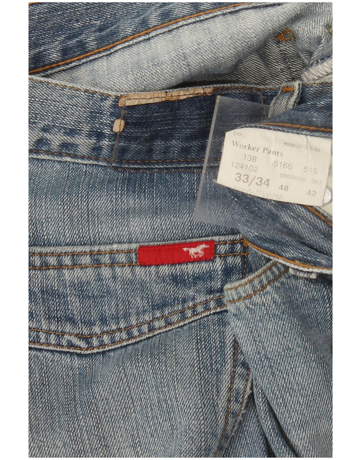 MUSTANG Męskie proste dżinsy robocze W33 L34 Niebieskie bawełniane