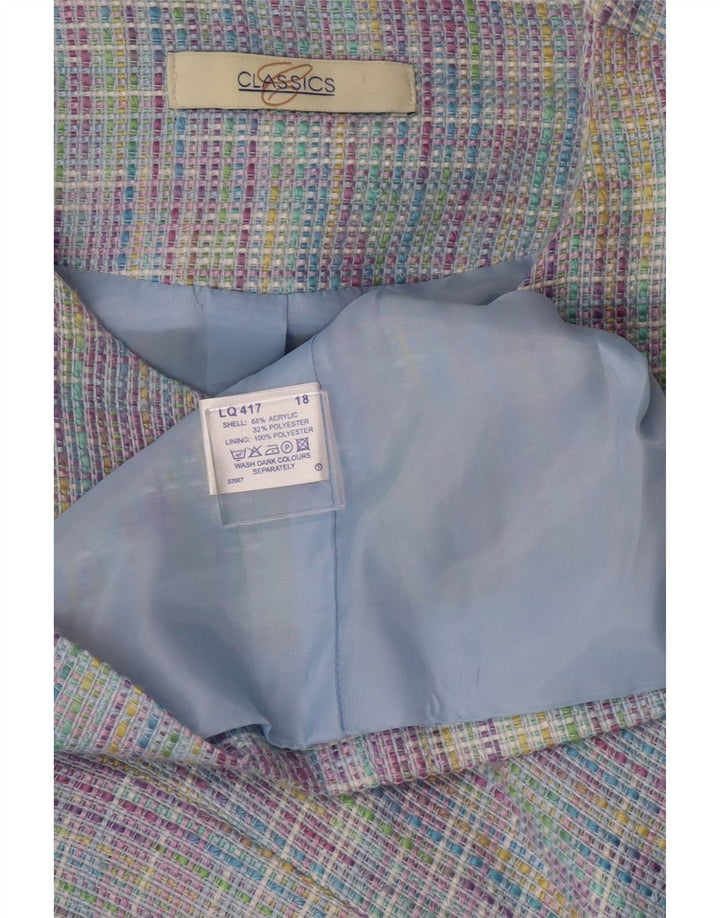 CLASSICS Womens 6 Button Blazer Jacket UK 18 XL  Multicoloured Check