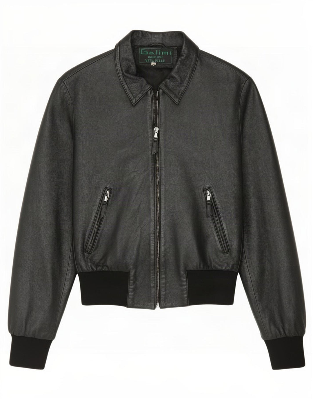 Damska kurtka skórzana typu bomber w stylu vintage IT 44, średnia czarna
