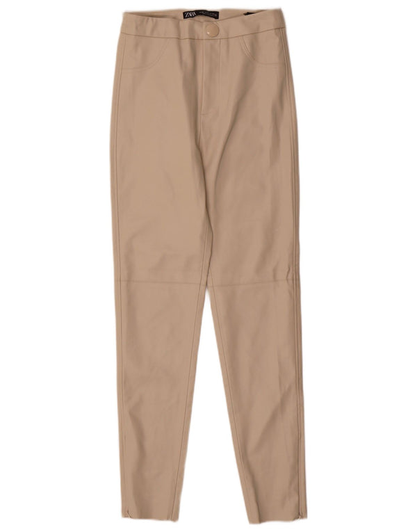 Damskie legginsy ze sztucznej skóry Zara XS W24 L27 Beżowy poliuretan