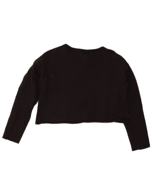 Champion Womens Crop Graphic Oversized Sweatshirt Jumper UK 10 Small Black