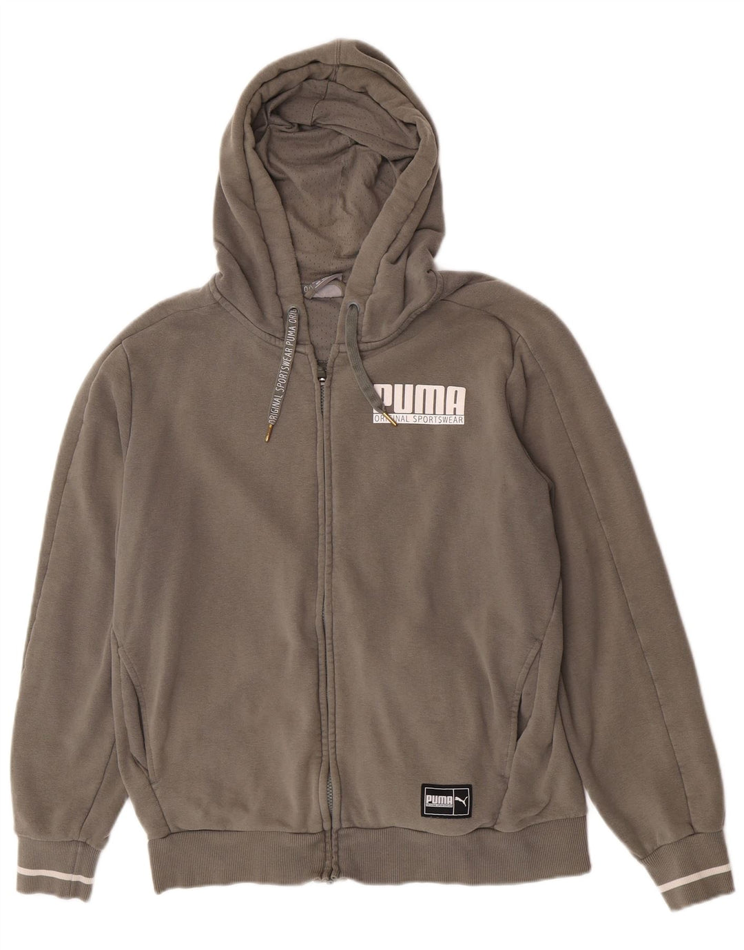 Męski sweter z kapturem i zamkiem błyskawicznym Puma, średniej wielkości bawełna khaki