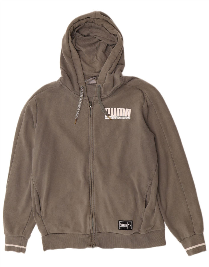 Męski sweter z kapturem i zamkiem błyskawicznym Puma, średniej wielkości bawełna khaki
