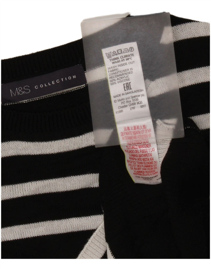 Marks & Spencer Damski sweter z okrągłym dekoltem, UK 14, średnie czarne paski