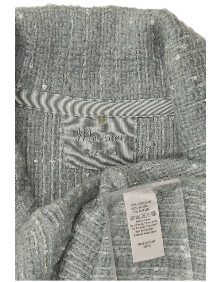 MONSOON Womens 2 Button Blazer Jacket UK 16 Large Blue Pinstripe Acrylic